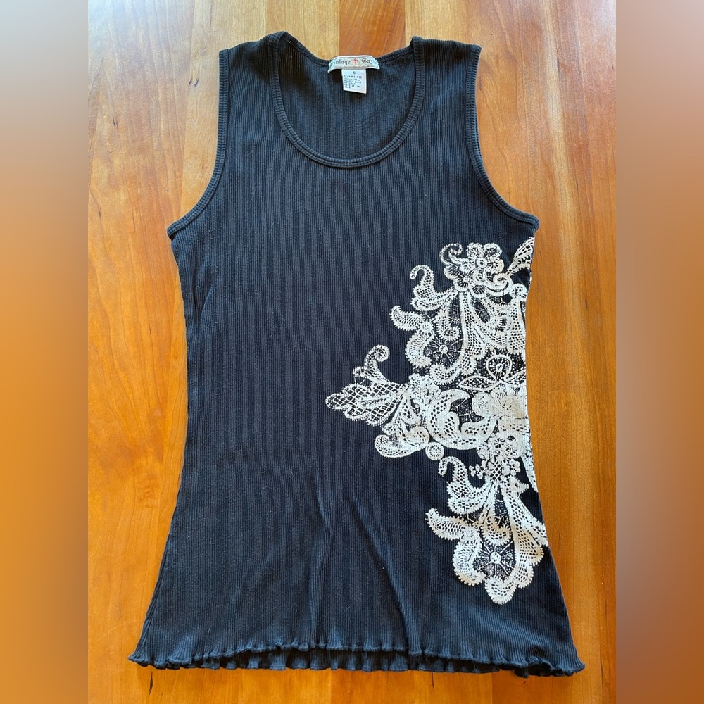 Vintage Suzie - black and white tank Size S - excellent condition